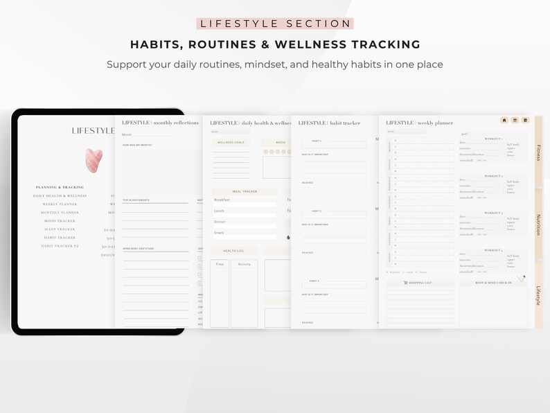 Digital Fitness Planner, Weight Tracker, Exercise Planner, Undated Fitness Journal, Workout Planner, Calorie Tracker, Meal Planner GoodNotes image 6