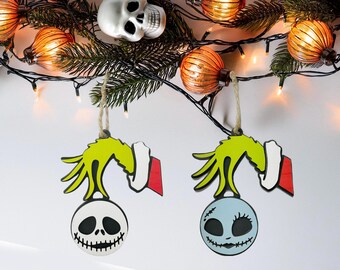 Grinchmas Hand Ornament - Spooky Christmas Decor - Nightmare-Inspired Holiday Ornament - Gothic Christmas Tree Decoration  Spooky Creepmass
