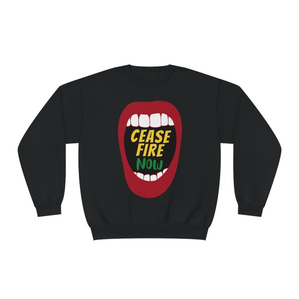 Ceasefire NOW | Crewneck Sweatshirt | Fashion for Peace Advocacy | Protest clothing | Awareness Apparel