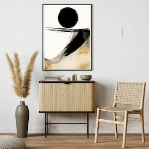 Japandi Abstract Wall Art, Printable Poster, Black and Neutral, Wabi-Sabi, Hygge, minimalist, Hi resolution, jpg and pdf, muted colours