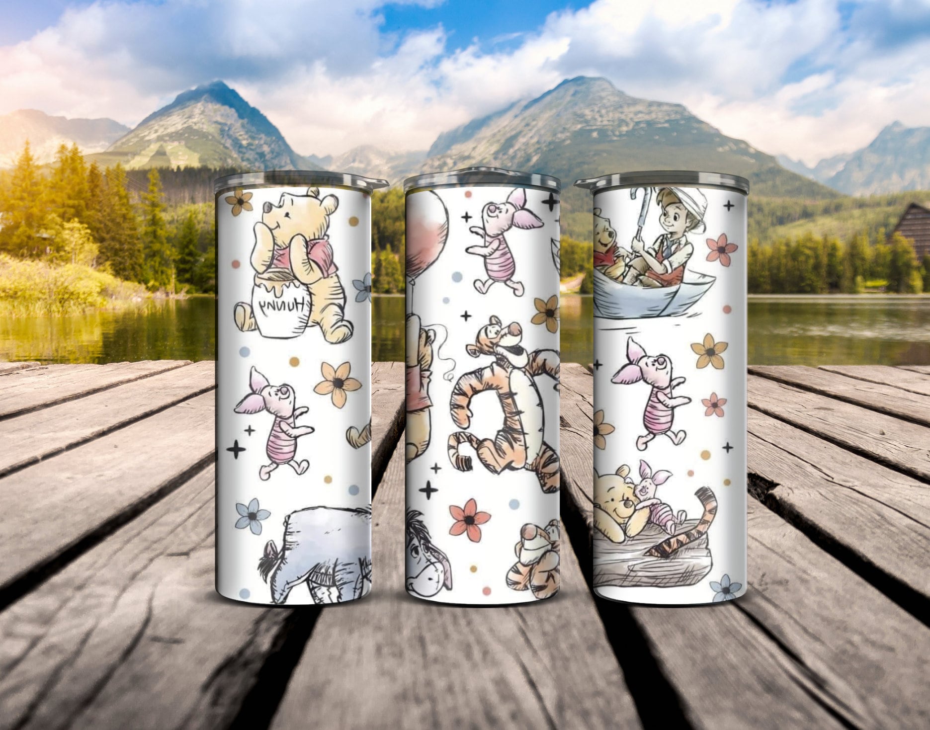 Winnie P. and friends tumbler design
