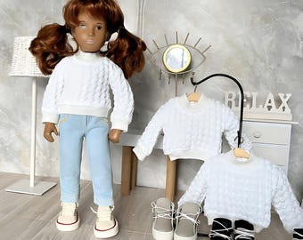 Handmade Doll Clothes: Cotton Sweater for Sasha Doll (16-17 inch)