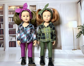 Conjunto para muñeca Gotz Happy Kids de 19 pulgadas: Camisa de gasa, leggings y botas.