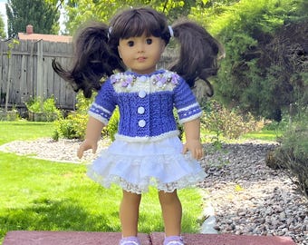 Conjunto de muñeca American Girl hecho a mano: blusa de punto, falda de encaje y zapatos