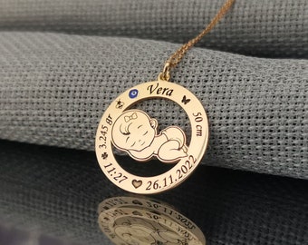 Baby's Birth Necklace • Baby Birth Weight Stats • Birth Announcement • Mothers Day Necklace • Mommy Christmas Gift • Baby Name Birth Present