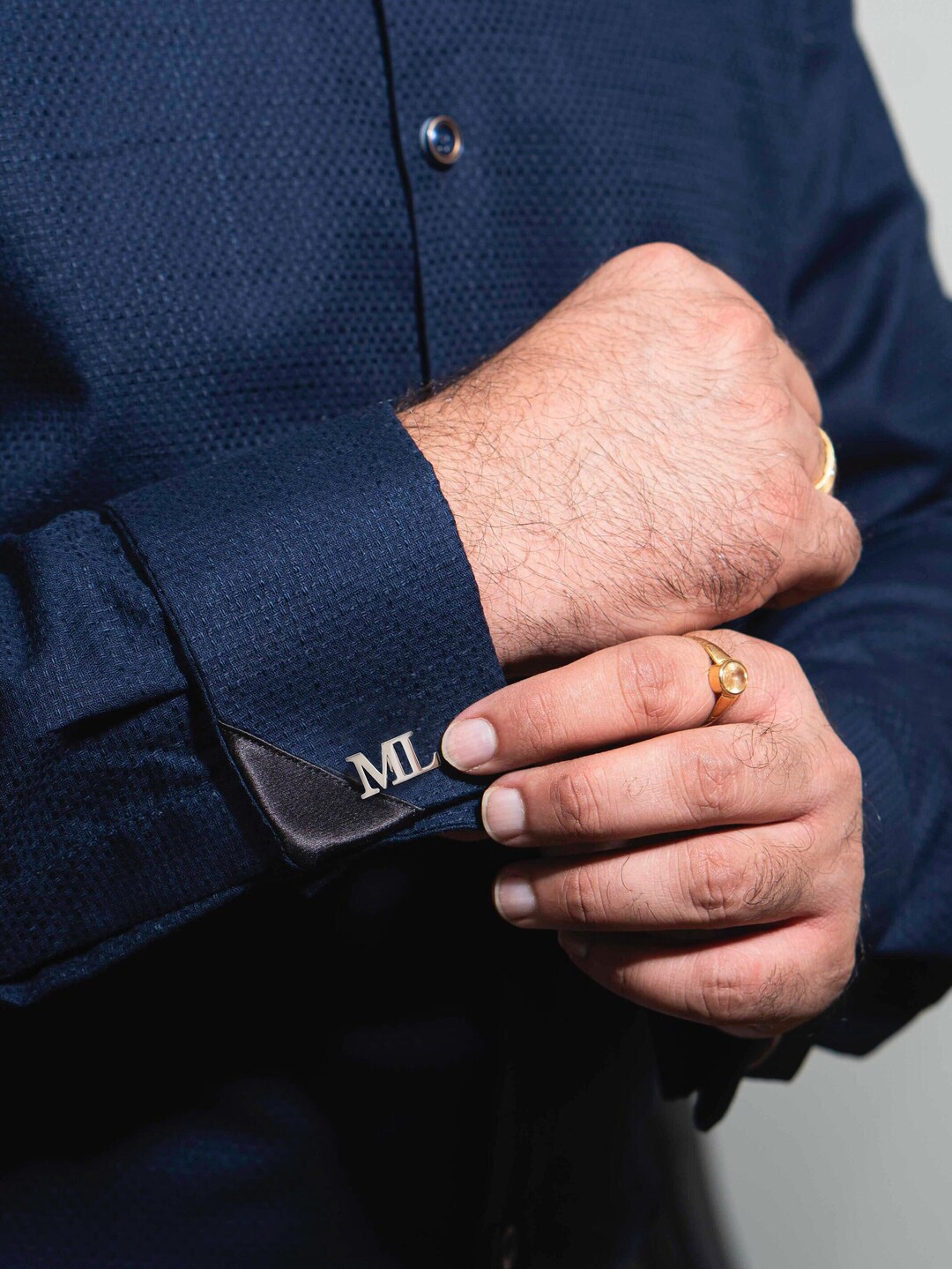 Personalized Name Cufflinks, Custom Gold Initial Cufflinks, Groom Wedding Cufflinks, Groomsmen