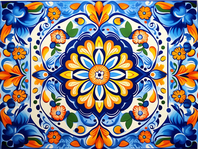 Decorative custom tile for home design wall and floor vintage Mexican custom handmade image 1