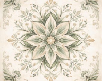 Salerno Verdi Rosetta™ Azulejo decorativo de cerámica, azulejo estampado para salpicadero, azulejo de lujo para pared, cocina y baño, diseño decorativo V2