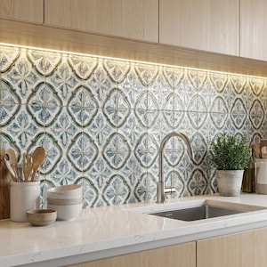 Verdant Bloom Kitchen Backsplash Tile Bathroom Shower Floor Tile | Rustic Vintage Farmhouse Ceramic Tile | Mexican Style Custom Tile TB-4