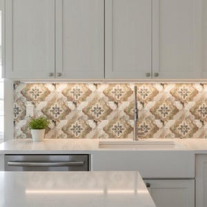 Mediterranean Ceramic Tile 8"x16” – Rustic Aged Stone Look | Tuscan Terracotta & Sage Green | Kitchen Bath Fireplace- Cortana Terra