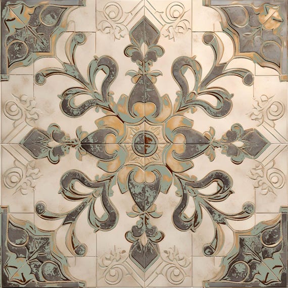 Decorative Ceramic Tile, Patterned Backsplash Tile, Luxury Wall Tile, Kitchen and Bathroom Tile, Designer Decorative Tile T105-G