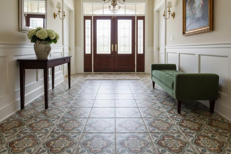 Siena Terra Medallion Decorative Ceramic Tile, Patterned Backsplash Tile, Luxury Wall Tile, Kitchen and Bathroom Tile, Designer Decorative image 3
