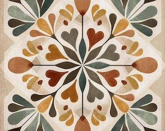 Decorative Ceramic Tile, patterned Backsplash Tile, Luxury Wall Tile, Kitchen and Bathroom Tile, Designer Decorative Tile Solterra Rosette™