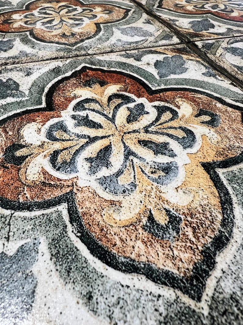 Siena Terra Medallion Decorative Ceramic Tile, Patterned Backsplash Tile, Luxury Wall Tile, Kitchen and Bathroom Tile, Designer Decorative image 8