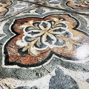 Siena Terra Medallion Decorative Ceramic Tile, Patterned Backsplash Tile, Luxury Wall Tile, Kitchen and Bathroom Tile, Designer Decorative image 7