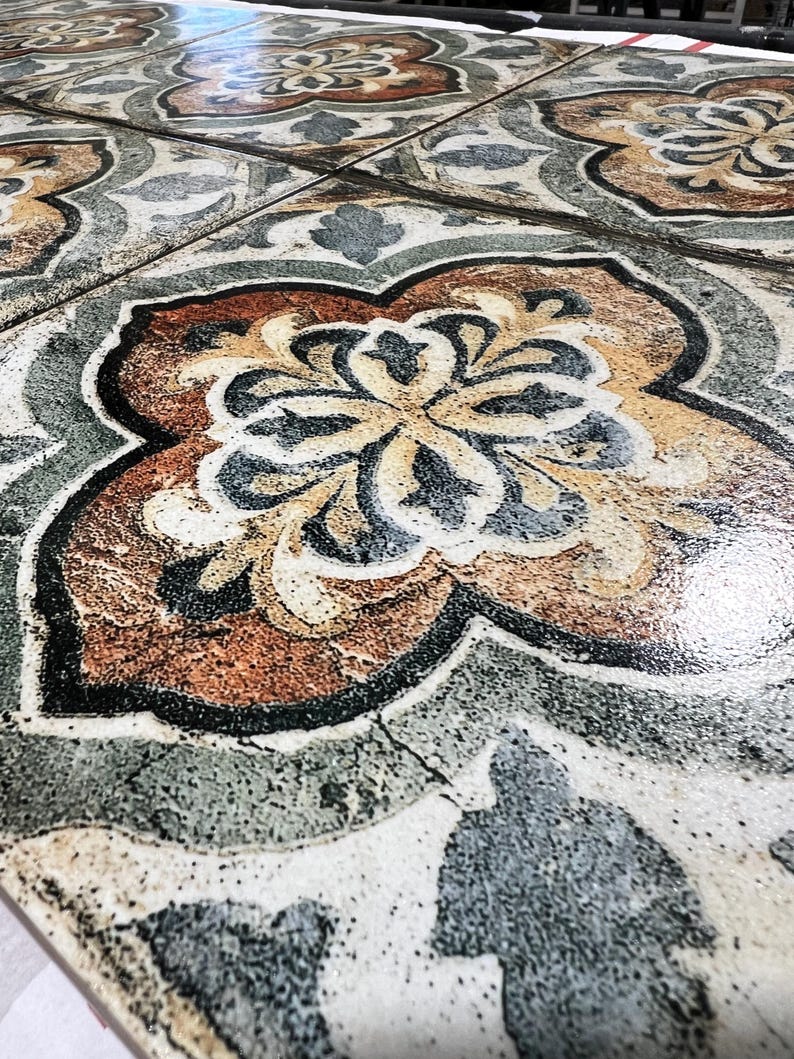 Siena Terra Medallion Decorative Ceramic Tile, Patterned Backsplash Tile, Luxury Wall Tile, Kitchen and Bathroom Tile, Designer Decorative image 7