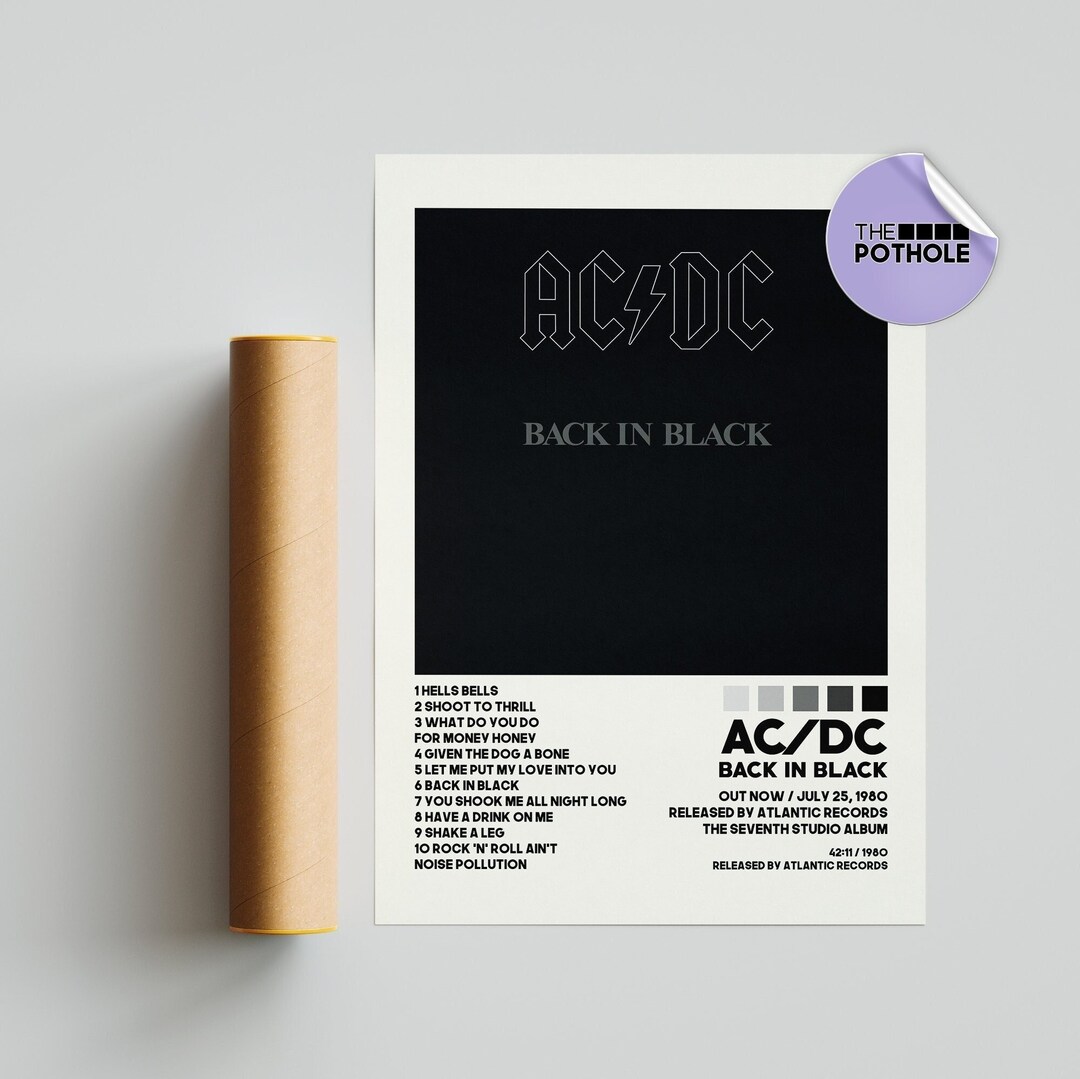 AC/DC Posters / Back in Black Poster Album Cover Poster - Etsy