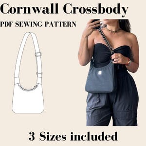 Cornwall Crossbody PDF Schnittmuster, DIY Taschen-Anleitung, 3 Größen: small, medium, und large. Ausführliche Anleitung und Video-Tutorial.