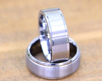 Brushed Tungsten Carbide Wedding Band, Comfort Fit, Hypoallergenic Men's Ring, His & Hers Engagement Rings, Ring for Daily Wear