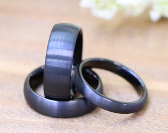 Tungsten Wedding Band, Comfort Fit Promise Ring, Black Gold Men's Rings, Engagement Band, Anniversary Bands, Couple Gifts