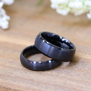 Matching Tungsten Wedding Rings, Personalized Engraved Black Tungsten Ring, Promise Wedding Ringd, Couples Matching Ring, Black Gold Ring