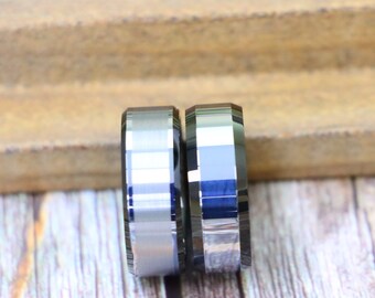 Black Tungsten Ring, Men's Tungsten Wedding Bands, Tungsten Rings Tungsten Carbide Ring Black Tungsten Bands Special Date Ring 8mm Mens Ring