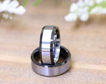 Black Tungsten Ring, Men's Tungsten Wedding Bands, Tungsten Rings, Tungsten Carbide Ring, Black Tungsten Bands, Couple Rings, 8mm Men's Ring