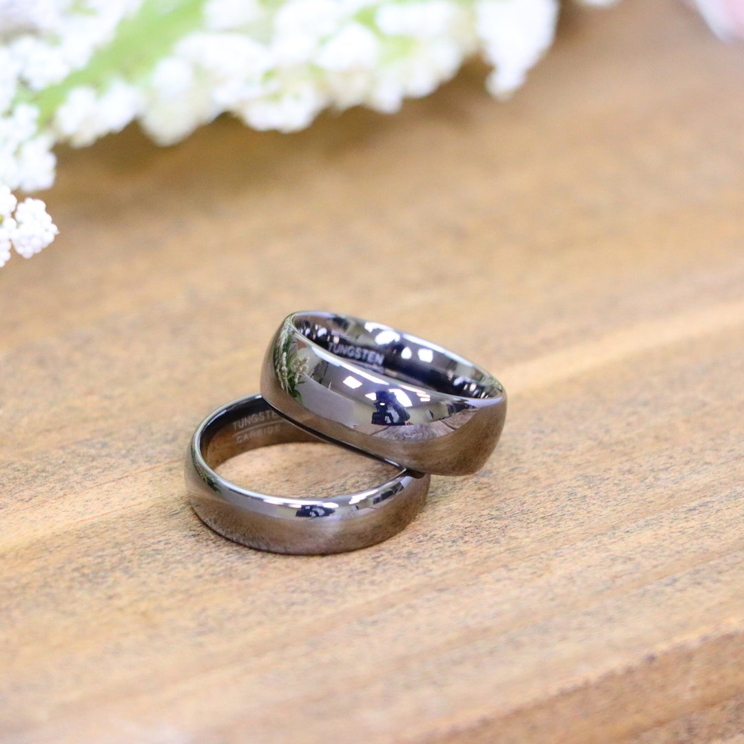 Grey Ring Mens Wedding Band Couple Engagement Band Gunmetal Wedding ...
