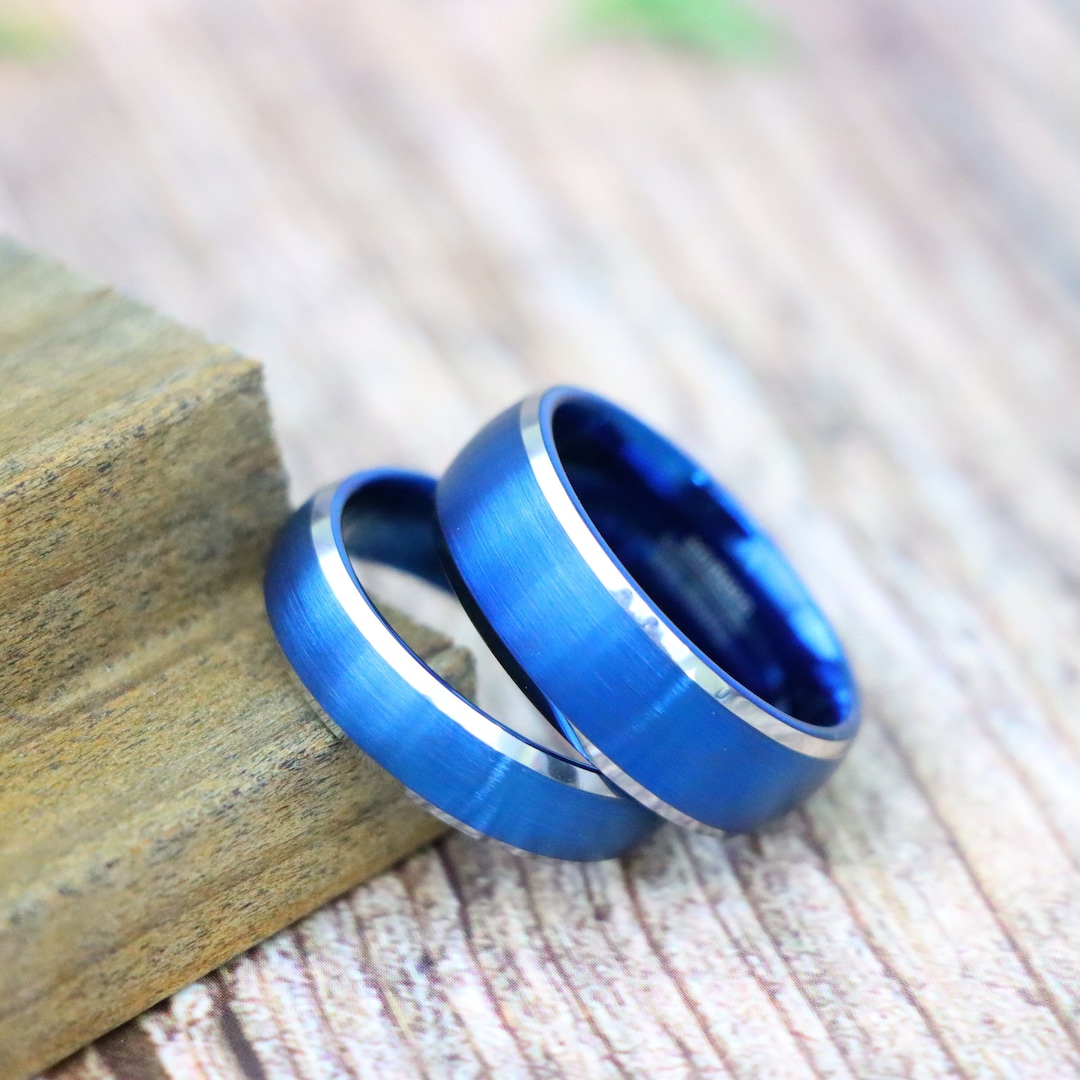 6mm/8mm Domed Blue Ring Couple Wedding Ring Men's Etsy