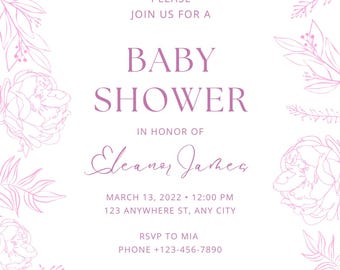 Baby Shower Invite/Baby Girl Shower Invite