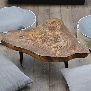 Handcrafted Walnut Live Edge Coffee Table: Rustic Wood Slab Table