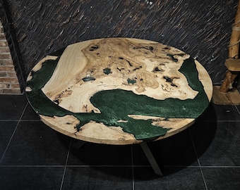 Round Walnut Epoxy Table: Modern Resin Dining Table