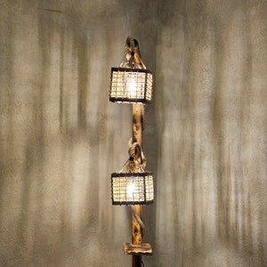 Handmade Tree Floor Lamp , Unique Floor Lamp from Wooden, Driftwood Floor Lamp, Handmade Wooden Lamp, Rustic Floor Lampshade, Alaska Style
