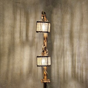 Handmade Tree Floor Lamp , Unique Floor Lamp from Wooden, Driftwood Floor Lamp, Handmade Wooden Lamp, Rustic Floor Lampshade, Alaska Style zdjęcie 3