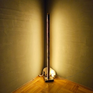 Handmade Wooden LED Corner Lamp: Rustic Farmhouse Style
