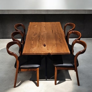 Live Edge Walnut Dining Table: Handmade Rustic Modern Solid Wood