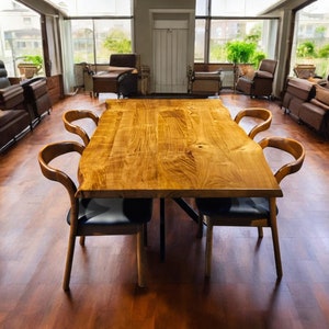 Custom Walnut Live Edge Dining Table - Handmade Wood Furniture & Rustic Kitchen Table, Unique Natural Slab, Modern Farmhouse Design