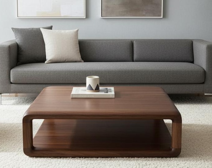 Featured listing image: Handcrafted Walnut Wood Coffee Table, Rustic Modern Oslo Model