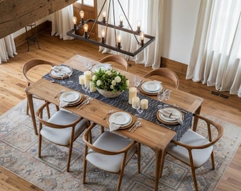 Handmade Walnut Dining Table: Rustic Solid Wood, Diningroom Table