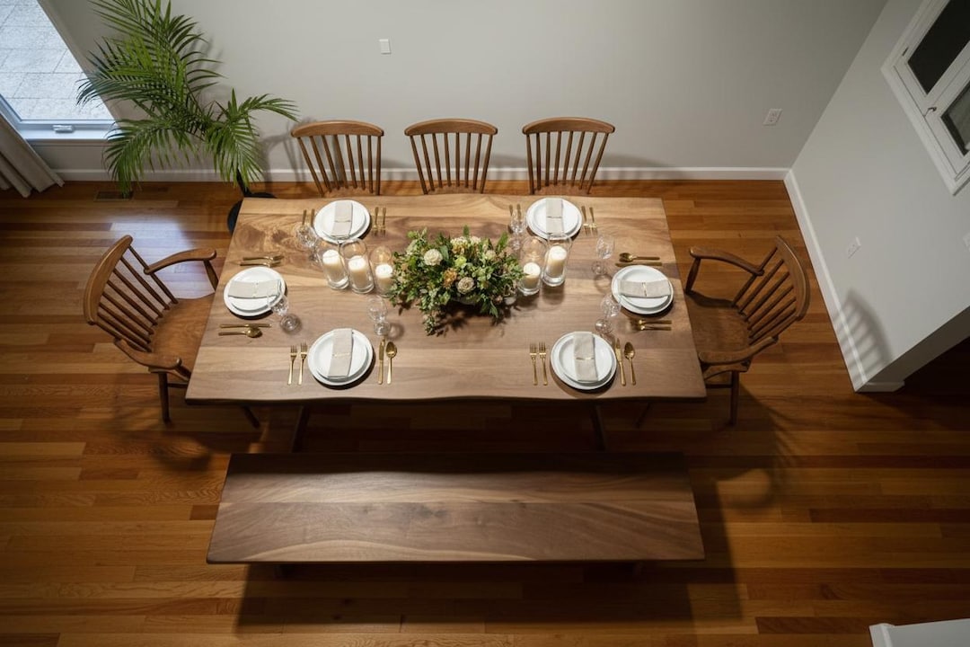 Handmade Walnut Dining Table: Rustic Modern Solid Wood Kitchen Table ...