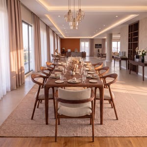 Handmade Walnut Dining Table: Rustic Modern Solid Wood Kitchen Table image 1