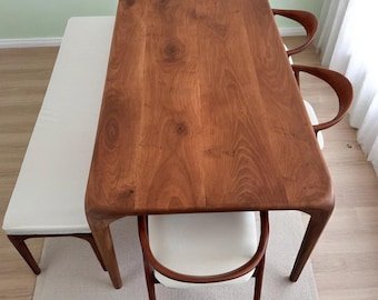 Handmade Live Edge Walnut Dining Table with Unique Metal Legs