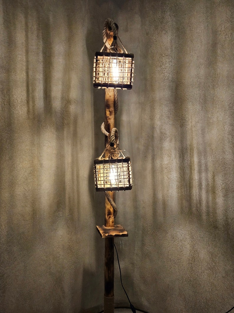 Handmade Tree Floor Lamp , Unique Floor Lamp from Wooden, Driftwood Floor Lamp, Handmade Wooden Lamp, Rustic Floor Lampshade, Alaska Style zdjęcie 4