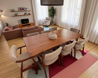 Live Edge Walnut Dining Table: Rustic Modern Solid Wood