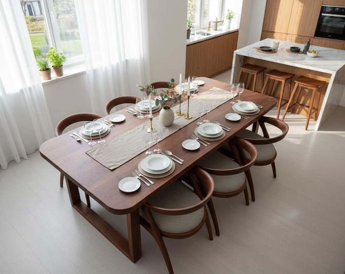 Featured listing image: Custom Walnut Dining Table: Solid Wood Kitchen Table