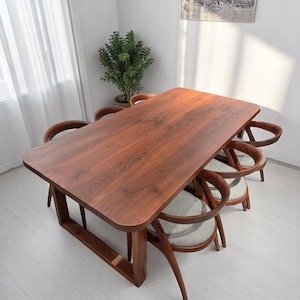 Live Edge Walnut Dining Table: Custom Solid Wood Kitchen Table
