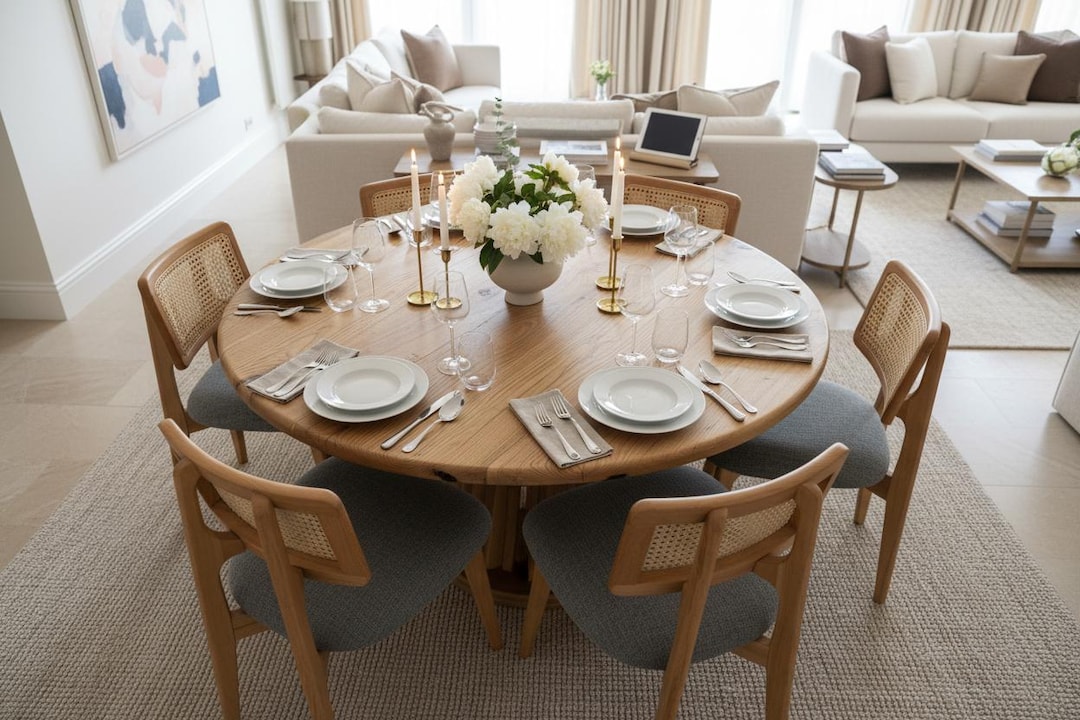 Handcrafted Solid Walnut Round Dining Table - Custom Sizes Round Dining ...