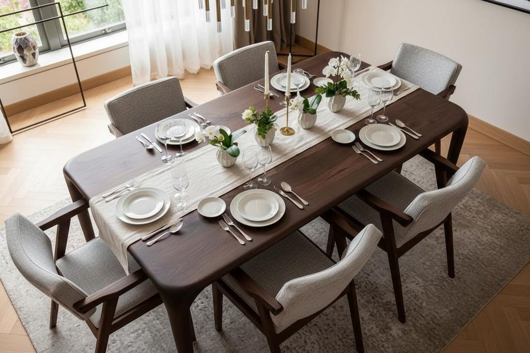 Handmade Solid Walnut Dining Table: Rustic Modern Wood Kitchen Table ...