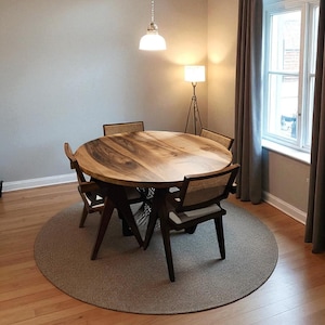 Custom Round Walnut Dining Table – Solid Wood Handcrafted Rustic Kitchen & Dining Room Furniture, Durable Dinner Table, Round Dinner Table