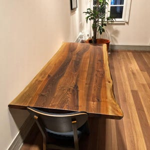 Handmade Walnut Dining Table with Metal Legs: Rustic Live Edge Wood